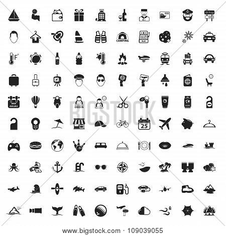 Travel 100 Icons Set For Web