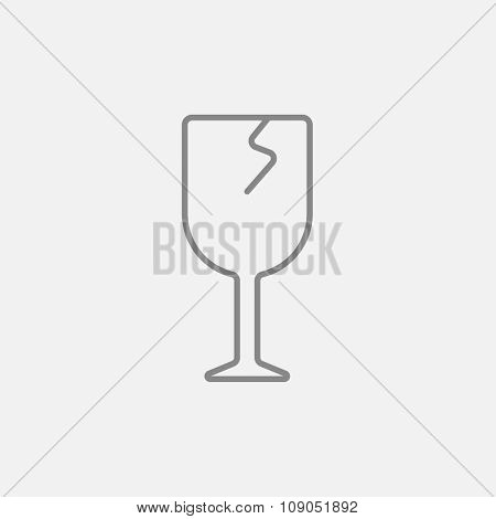 Cracked glass line icon for web, mobile and infographics. Vector dark grey icon isolated on light grey background.