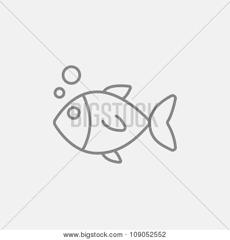 Little fish under water line icon for web, mobile and infographics. Vector dark grey icon isolated on light grey background.