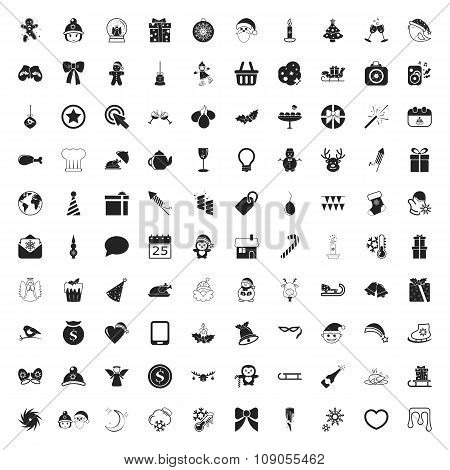 Christmas 100 Icons New Year Universal Set For Web And Mobile