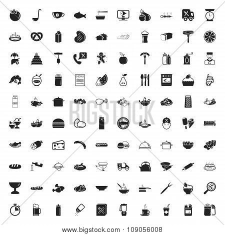 Food 100 Icons Set For Web