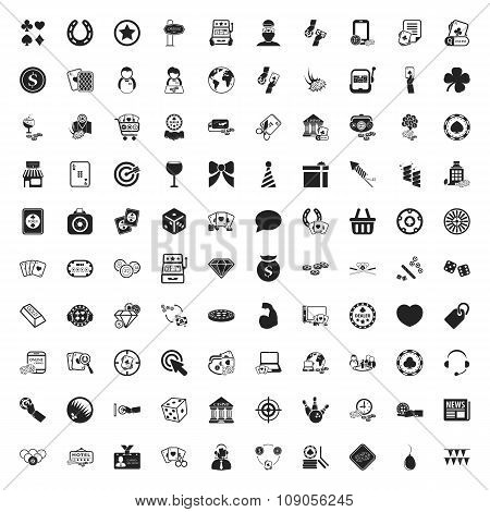 Casino 100 Icons Universal Set For Web And Mobile Flat