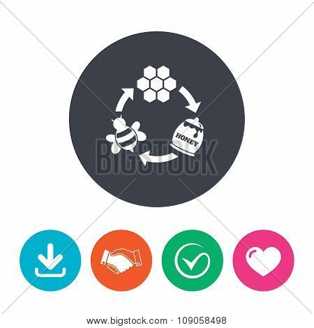 Producing honey and beeswax sign icon.