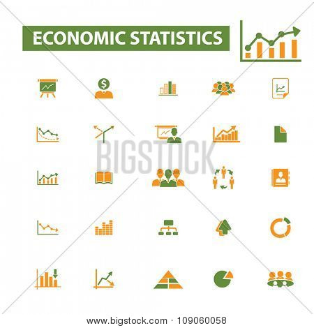 economic statistics, analytics  icons, signs vector concept set for infographics, mobile, website, application
