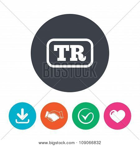 Turkish language sign icon. TR translation