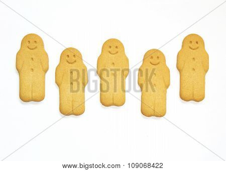 Christmas ginger man cakes on white background