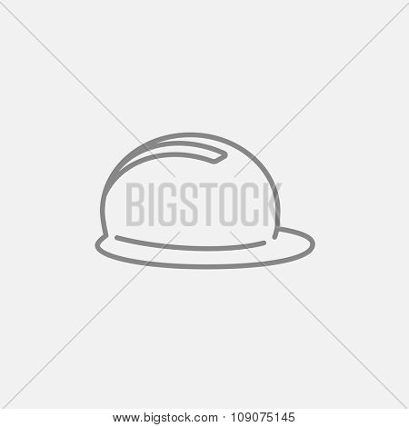 Hard hat line icon for web, mobile and infographics. Vector dark grey icon isolated on light grey background.