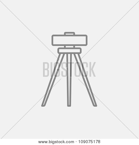 Theodolite on tripod line icon for web, mobile and infographics. Vector dark grey icon isolated on light grey background.
