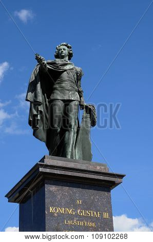 Bronze Statue Of The King Gustaf 3 In Stockholm