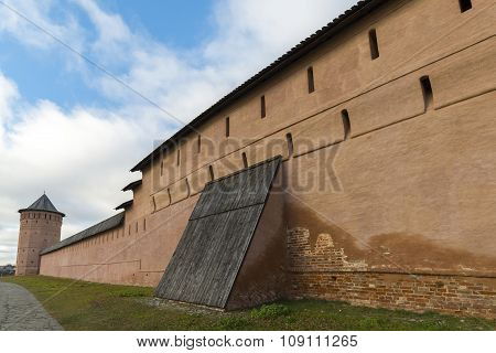 Wall St. Euthymius monastery in Suzdal, founded at  1350. Golden Ring of Russia Travel
