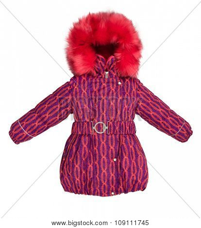 Childrens Women winter jacket isolated on white background.