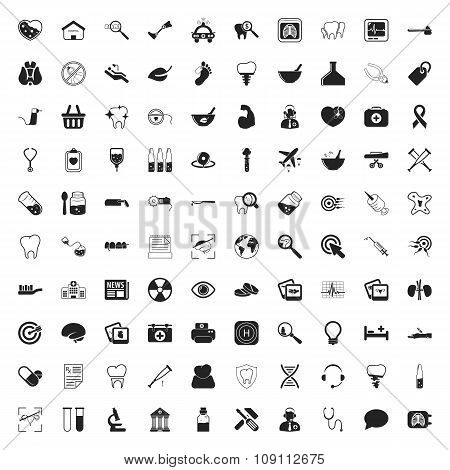 Medicine 100 Icons Set For Web