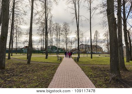 Suzdal, Russia -06.11.2015. Square in front of St. Euthymius monastery at Suzdal was built 16th cent