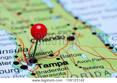 Tampa pinned on a map of USA
