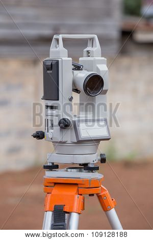 Surveyor Equipment Tacheometer Or Theodolite Outdoors