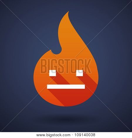 Long Shadow Vector Flame Icon With A Emotionless Text Face
