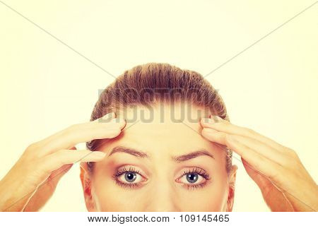 Woman's eyes in shock expression.