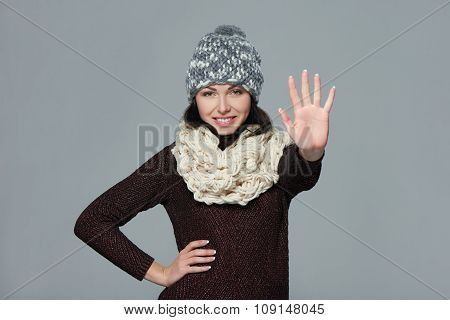 Woman giving high five gesture