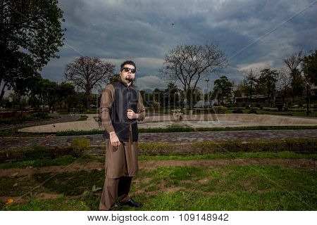 Portrait Of Young Man In A Traditional Pathan Dress With Modern Haircut & Modern Look