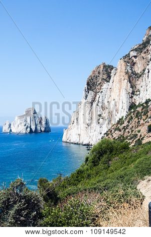 Pan Di Zucchero Rocks In The Sea And Masua's Sea Stack (nedida), Sardinia. Daily