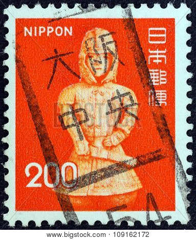 JAPAN - CIRCA 1971: A stamp printed in Japan shows Onjo Bosatsu (relief), Todai Temple, circa 1971.