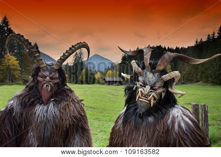Alpine Traditional Krampus Masks