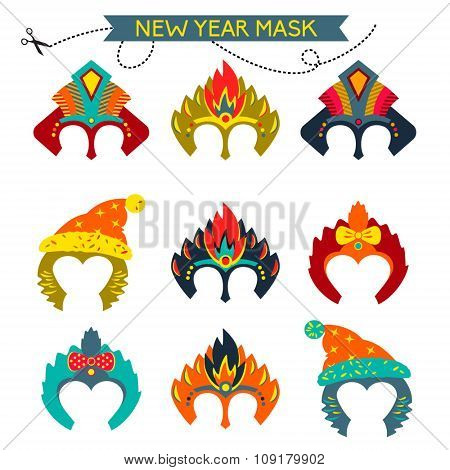 Gorgeus Set of colorful mask christmas monkey.