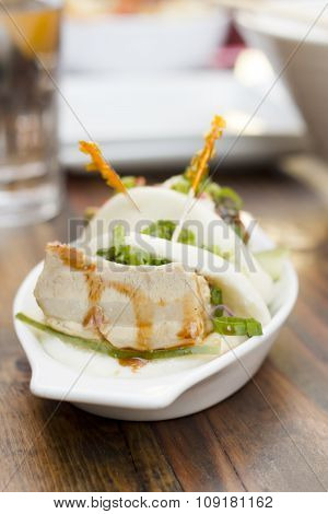 Korean Steamed Buns With Pork Belly Avokado And Kimchi