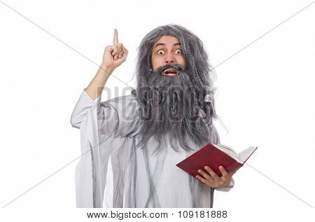 Funny old man isolated on white