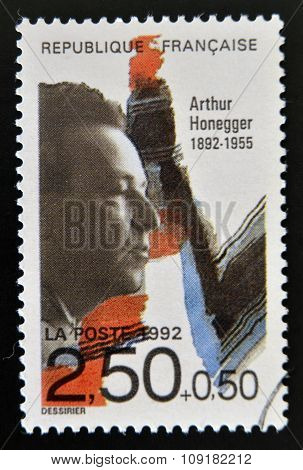 FRANCE - CIRCA 1992: A stamp printed in France shows Arthur Honegger circa 1992
