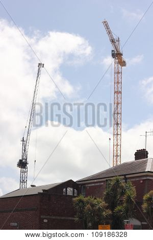 Two industrial cranes