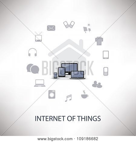 Internet Of Things, Digital Home And Networks Design Concept With Icons