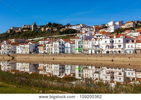 View Of City Alcacer Do Sal Near The River Sado In Portugal