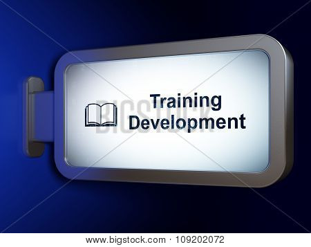 Studying concept: Training Development and Book on billboard background