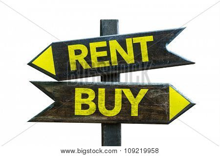 Rent - Buy signpost isolated on white background