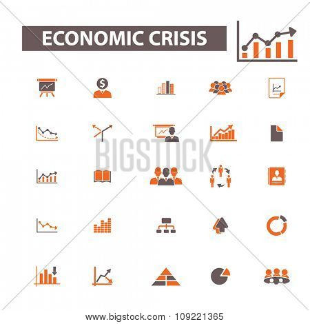 economic crisis, market analytics  icons, signs vector concept set for infographics, mobile, website, application

