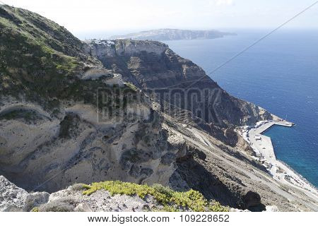 View Of Volcan Caldera In Athinios On Santorini