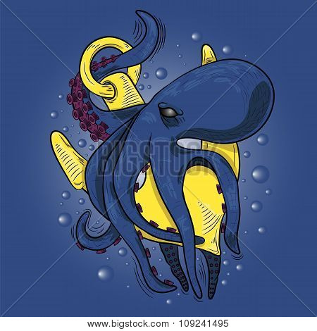 Big, Bad Octopus. Vector.