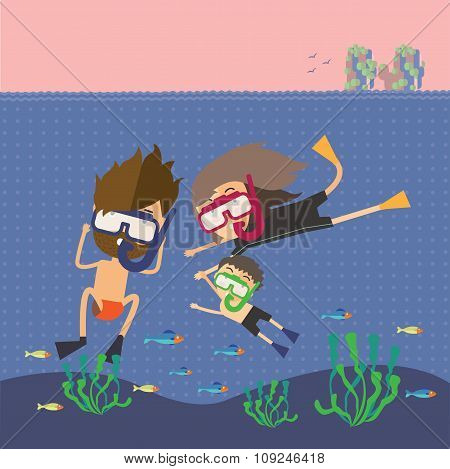 Divers snorkeling in the sea Thailand