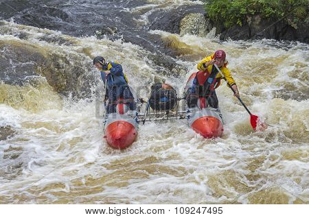 Sport Catamaran In Rapids.