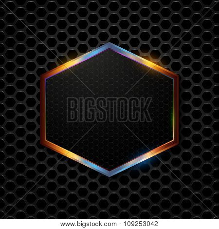 Hi-tech Metallic Background With Hexagonal Frame