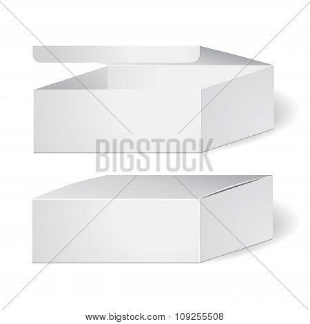 Set Of Cardboard Package Isolated Box On The White Background. Mock Up, Template. Stock Vector