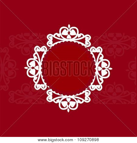 Openwork round frame on a red background 3D