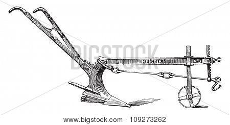 Plow basement Eckert, vintage engraved illustration. Industrial encyclopedia E.-O. Lami - 1875.