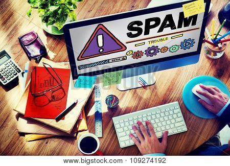 Spam Problem Virus Online Malware Hacking Concept
