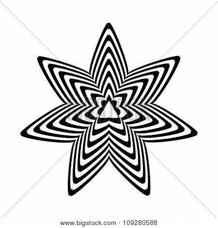 Geometric optical illusion black and white star on a white background. Vector illustration