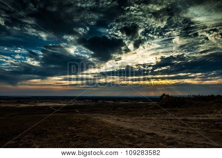 scenic view of Kharkov desrt in autumn on sunset