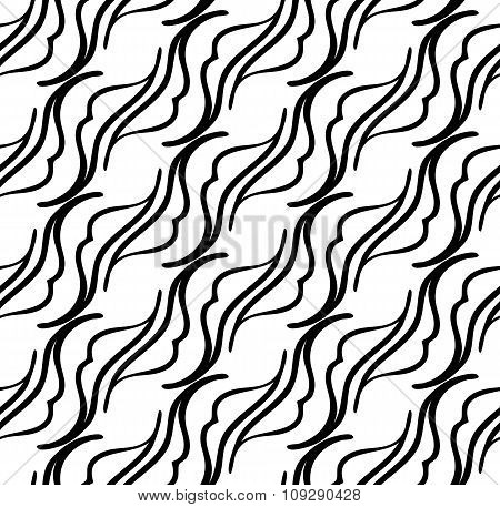 Abstract linear geometric seamless black and white pattern. Vector background fabric, illustrations,