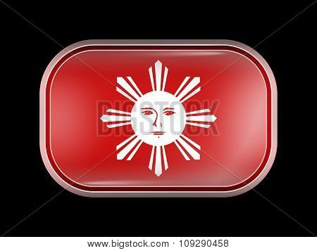 Philippines Variant Flag. Rectangular Shape With Rounded Corners