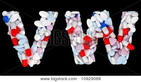 Farmacia Font W y V píldoras Letras